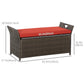 Outsunny 2-In-1 Outdoor PE Rattan Storage Bench, 27 Gallon Patio Wicker Furniture, Basket Box with Handles and Cushion Red | The Comfy Couch Canada