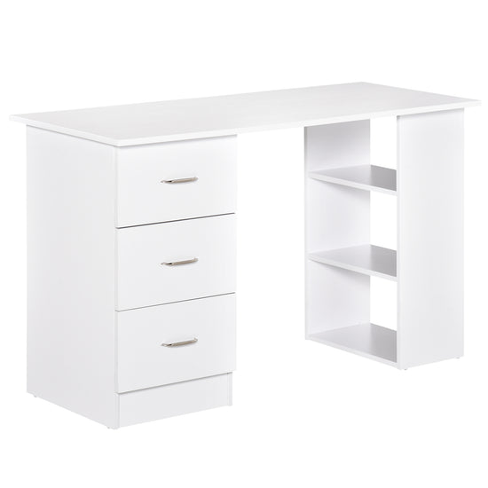 HOMCOM Computer Writing Desk Study Workstation w 3 Shelf 3 Storage Drawers Home Office Furniture White | The Comfy Couch Canada