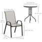 Outsunny 3 Pieces Bistro Set, Small Patio Furniture Set with Stackable Mesh Chairs, Glass Table for Garden, Balcony, Light Grey | The Comfy Couch Canada