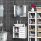 HOMCOM Wall Mounted Mirror Bathroom Medicine Cabinet 2 Doors 3-Tier Shelving Silver.