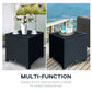 Outsunny Rattan Wicker Side Coffee Table w Glass Top Outdoor Patio Furniture Black | The Comfy Couch Canada