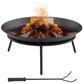 Outsunny Fire Pit with Poker, Garden Fire Brazier Patio Heater Log Wood Burner for Outdoor Camping Bonfire, Black | The Comfy Couch Canada