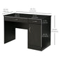 HOMCOM Computer Desk with Drawers Cabinet Adjustable Shelf Home Office Bedroom Compact Workstation Space Saving Design Black | The Comfy Couch Canada