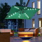 Outsunny Patio Umbrella: 6.5x10ft Rectangular Solar Powered LED Lights Aluminum Tilt Crank Dark Green | The Comfy Couch Canada