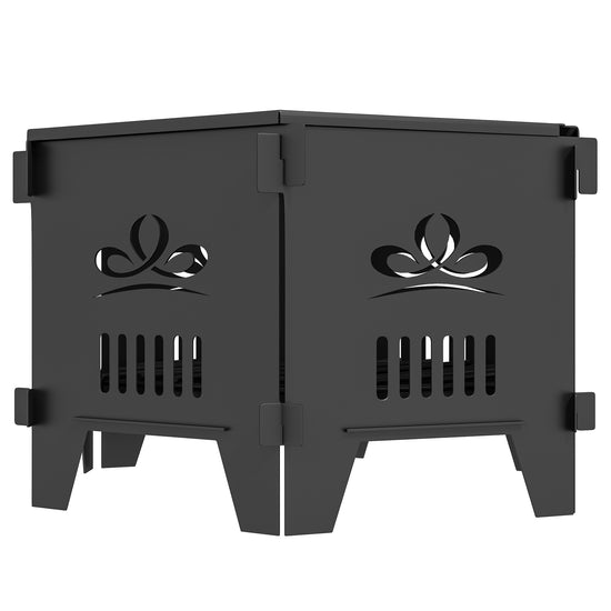 Outsunny Portable 2-In-1 Fire Pit Table, 20" Hexagon, Plug Firepit with Carrying Bag, Ideal for Patio, Camping, Easy Transport | The Comfy Couch Canada