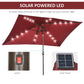Outsunny 6.5x10ft Patio Umbrella Rectangle Solar Powered Tilt Aluminum Outdoor Market Parasol with LEDs Crank (Wine Red) | The Comfy Couch Canada