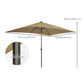 Outsunny Patio Umbrella 6.5x10ft Rectangle Solar LED Outdoor Parasol Aluminum Tilt Market Umbrella Light Coffee | The Comfy Couch Canada