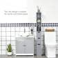 HOMCOM Space Saving Tall Bathroom Cabinet Grey Scrolled Cupboard Drawer Open Shelves Storage Design | The Comfy Couch Canada