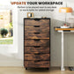 Vinsetto 7-drawer Vertical File Cabinet for Home Office, Storage Cabinet with Wheels, 18.7"x15.6"x35.4", Rustic Brown | The Comfy Couch Canada