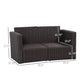 Outsunny 2 Pieces Patio Wicker Corner Sofa Set, Outdoor Freely Combination PE Rattan Furniture, with Curved Armrests & Padded Cushion | The Comfy Couch Canada