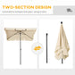 Outsunny 6.5x4ft Rectangle Patio Umbrella Aluminum Tilt Pole Adjustable Sun Shade for Outdoor Beach Beige | The Comfy Couch Canada