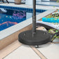 Outsunny Patio Umbrella Stand 20.9" Round with Lockable Wheels 51lb Heavy Duty Base Black | The Comfy Couch Canada