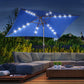 Outsunny 6.5x10ft Rectangle Solar LED Patio Umbrella: Aluminum Tilt Outdoor Market Parasol, Dark Blue | The Comfy Couch Canada