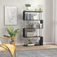 HOMCOM 5-Tier Z-Shape Bookcase: Wooden Shelves with Steel Frame for Living Room, Bedroom, Office, Black | The Comfy Couch Canada