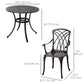 Outsunny 5 Pieces Outdoor Dining Set, Cast Aluminium Patio Table and Chairs with Parasol Hole, Patio Dining Set for 4, Brown | The Comfy Couch Canada
