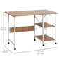 HOMCOM Folding Study Desk Storage Shelves Laptop Table Home Office Workstation 6 Wheels Natural | The Comfy Couch Canada