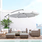 Outsunny 11FT White Offset Patio Umbrella Cantilever Easy Tilt Cross Base 8 Ribs Sun Shade for Garden | The Comfy Couch Canada