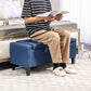 HOMCOM Storage Ottoman Bench, Linen Upholstered Bench with Tufted Design, Dark Blue | The Comfy Couch Canada