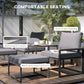 Outsunny 5 Pieces Outdoor Patio Furniture Set with Ottomans, Cushions, Small Patio Sofa Set for Garden, Backyard, Poolside, Grey | The Comfy Couch Canada