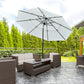 Outsunny 9FT Patio Umbrella 3 Tiers Outdoor Market Umbrella Crank Push Button Tilt for Deck Backyard Lawn Cream White | The Comfy Couch Canada