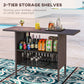 Outsunny Bar Height Outdoor Rattan Table, Patio Wicker Bar Table with 2 Storage Shelves, 55.1" x 18.5" x 37", Brown | The Comfy Couch Canada