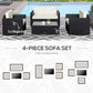 Outsunny 4PC Rattan Wicker Sofa Set Outdoor Patio Furniture with Cushions Coffee Sectional Deluxe | The Comfy Couch Canada