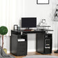 HOMCOM Home Office Computer Desk Keyboard Tray CPU Stand Black Workstation Furniture Study Table | The Comfy Couch Canada