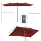 Outsunny Double Sided Patio Umbrella with Adjustable Height Tilt Function Vents 12 Ribs for Outdoor Garden Deck Pool Wine Red | The Comfy Couch Canada