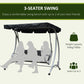 Outsunny 3-Seater Outdoor Swing Chair Bench - Adjustable Canopy, Patio Furniture for Garden, Black | The Comfy Couch Canada