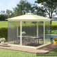 Outsunny 10x10 Gazebo Curtain Replacement Universal Mesh Sidewall Netting with Zippers & C-Rings in Beige | The Comfy Couch Canada