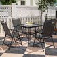 Outsunny 5 Pieces Outdoor Patio Dining Set with Glass Top Table and 4 Mesh Folding Chairs, Small Outdoor Patio Furniture, Grey | The Comfy Couch Canada