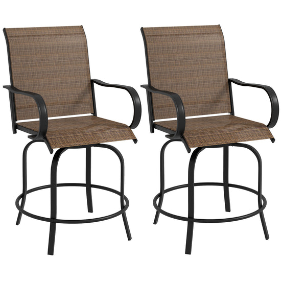 Outsunny Outdoor Bar Height Chairs Set of 2 360å¡ Swivel Bar Stools 26.8" x 29.5" x 48.4" Patio Furniture Brown | The Comfy Couch Canada
