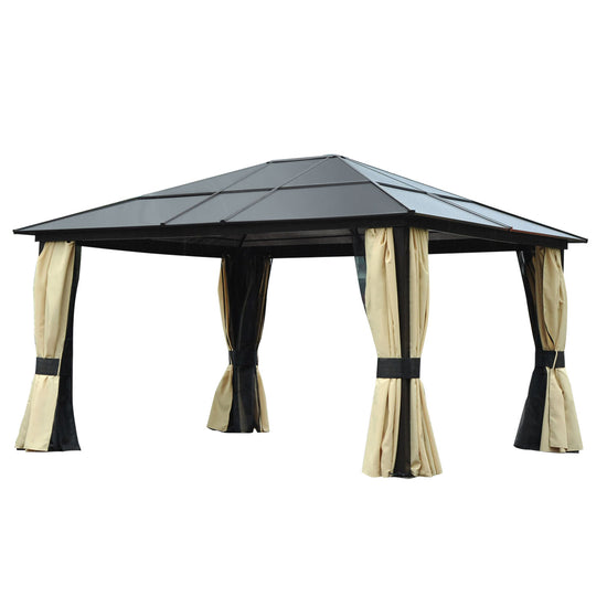 Outsunny 14 x 12ft Pop Up Gazebo, Aluminum Frame Canopy with Privacy Curtains & Mosquito Netting for Outdoor Parties | The Comfy Couch Canada