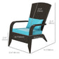 Outsunny Patio Wicker Adirondack Chair, Outdoor Rattan Muskoka Chair with Cushions for Patio, Garden, Backyard Turquoise | The Comfy Couch Canada