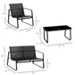 Outsunny 4 PCs Patio Furniture Set with Texteline Seat Outdoor Conversation Set with Loveseat, Center Coffee Table, Black | The Comfy Couch Canada
