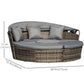 Outsunny 4-Piece Outdoor Lounge Set with Cushioned Daybed Round Sofa Bed Patio Furniture with Canopy Coffee Table Grey | The Comfy Couch Canada