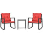 Outsunny 3 Pieces Rocking Bistro Set, Outdoor Wicker Patio Furniture with Glass Coffee Table and Outside Rocking Chairs for Porch | The Comfy Couch Canada