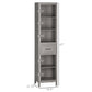 kleankin Narrow Bathroom Linen Cabinet: Drawer, 5-Tier Shelving & Tall Freestanding Towel Storage, Sleek Grey Design | The Comfy Couch Canada
