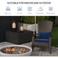 Outsunny Patio Wicker Adirondack Chair, Outdoor Rattan Muskoka Chair with Cushions for Patio, Garden, Backyard Dark Blue | The Comfy Couch Canada