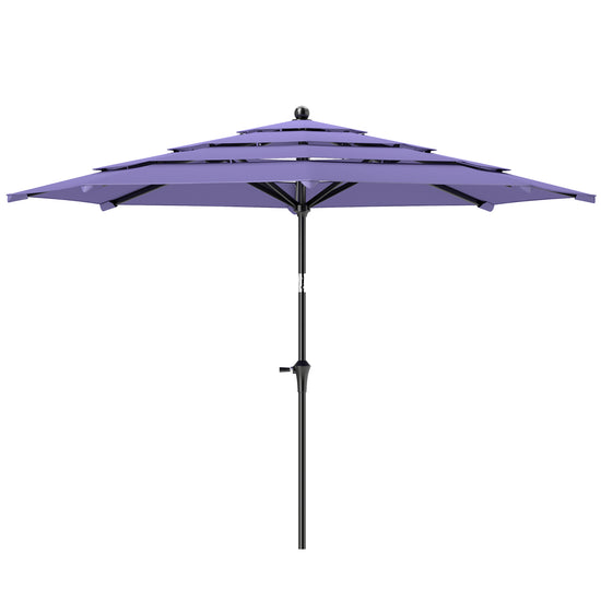 Outsunny 10.7FT Patio Umbrella with 8 Ribs, Crank, Push Button Tilt, Air Vents, for Backyard, Deck and Lawn, Purple | The Comfy Couch Canada