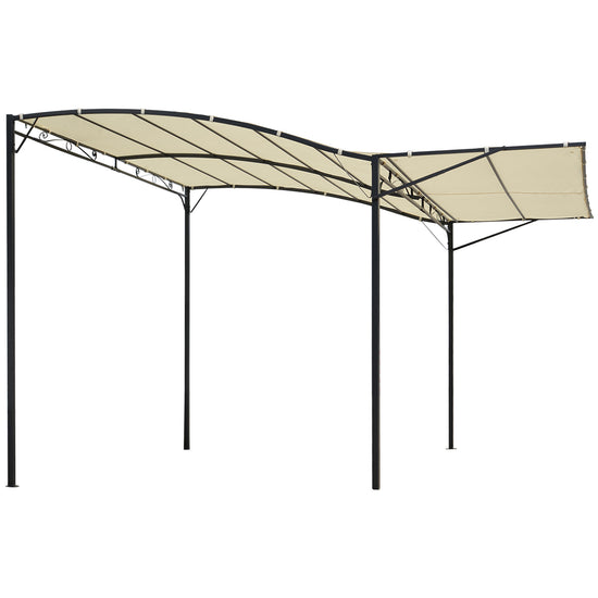 Outsunny Patio Gazebo 10x8ft Metal with Extendable Awning Outdoor Garden Sun Shelter Cream White | The Comfy Couch Canada