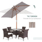 Outsunny Square Fir Wood Patio Umbrella: 6.6x5ft Tilt Mechanism with 6 Ribs Sunshade, Grey | The Comfy Couch Canada