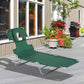 Outsunny Folding Adjustable Chaise Lounge w/ Face Cavity Outdoor Beach Camping Sun Lounger Bed Recliner (Green) | The Comfy Couch Canada