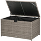 Outsunny 113 Gallon Outdoor Storage Box, Rattan Deck Box for Indoor, Patio Furniture Cushions, Mixed Grey | The Comfy Couch Canada