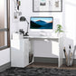 HOMCOM L-Shaped Desk Computer Corner with Storage Shelf Drawer White Home Office Workstation | The Comfy Couch Canada