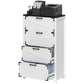 HOMCOM 4 Drawer Filing Cabinet, Farmhouse Office Storage Cabinet with Adjustable Hanging Bars for Letter, A4, Legal Size, White | The Comfy Couch Canada