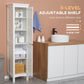 kleankin Tall Bathroom Storage Tower: Freestanding Cabinet with Adjustable Shelves & Cupboards, Pure White | The Comfy Couch Canada