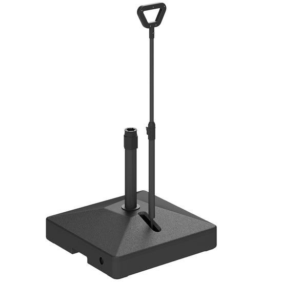 Outsunny Patio Umbrella Base with Adjustable Wheels and Handle, Outdoor Patio Umbrella Stand, Filled Up to 121lbs with Stand, 99lbs with Water for Garden Poolside, Black | The Comfy Couch Canada