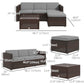 Outsunny 3-Piece Patio Dining Sets, Rattan Wicker with Glass Table & Plush Cushions for Garden & Backyard, Grey | The Comfy Couch Canada