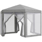 Outsunny Hexagon Party Tent, Patio Gazebo with Netting Mesh, Dark Grey | The Comfy Couch Canada